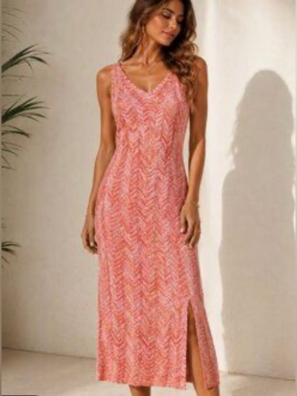 Madden NYC Y2K Knit Crocheted Bodycon Strapless V-Neck Dress w/ Slit